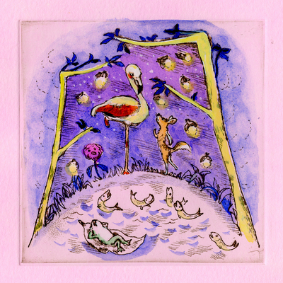 山本容子「Sunny」版画（額付） オンライン ストア 山本容子「Sunny」版画（額付）